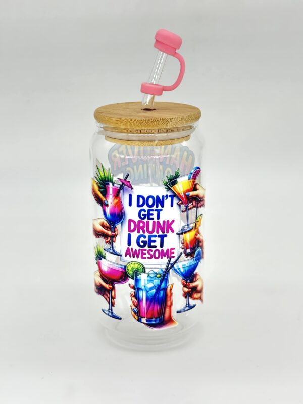 Printed 500ML Glass Cup with Straw, Straw Cover & Bamboo Lid - 2PCS for $100.00 - Image 2