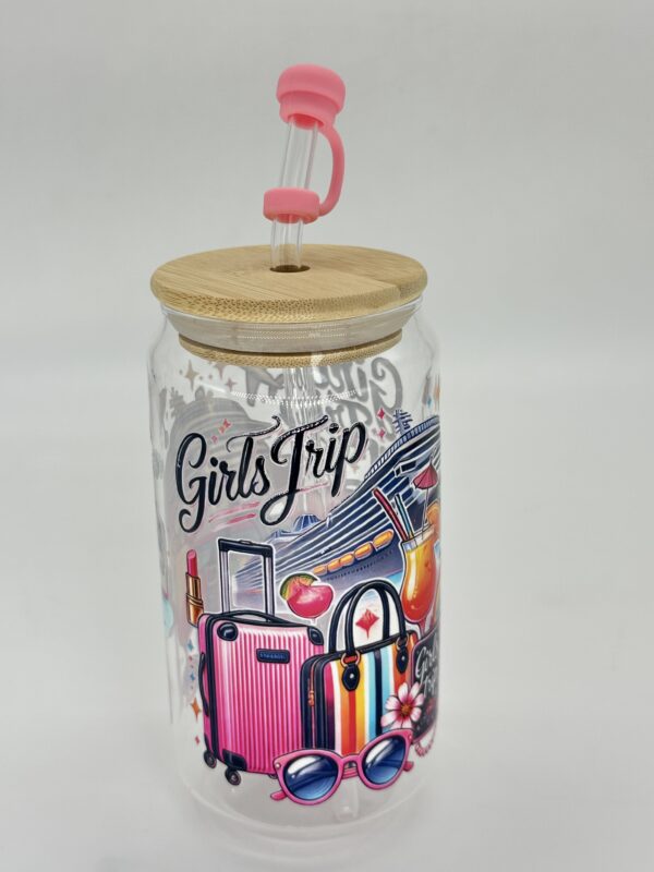 Printed 500ML Glass Cup with Straw, Straw Cover & Bamboo Lid - 2PCS for $100.00 - Image 4