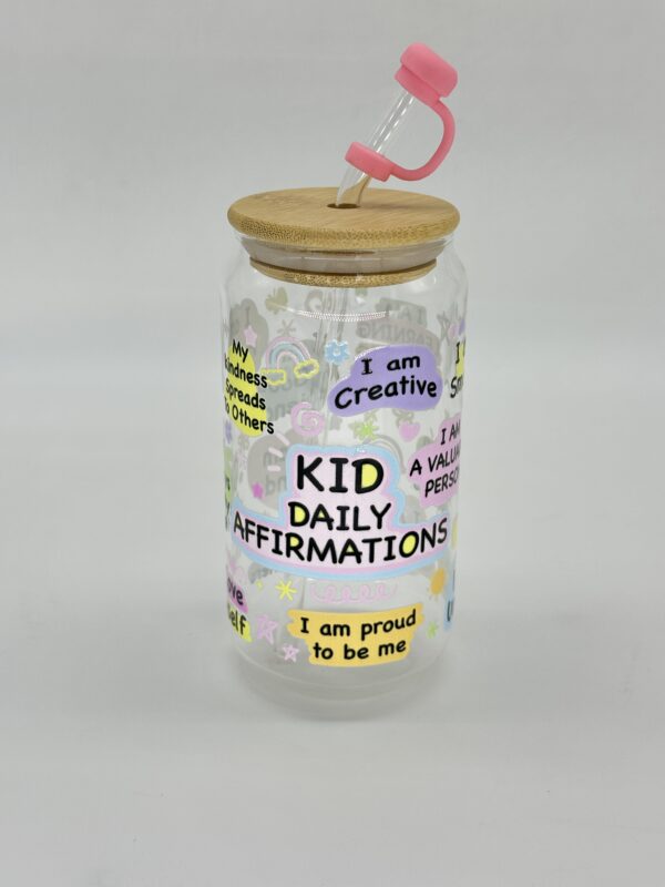 Printed 500ML Glass Cup with Straw, Straw Cover & Bamboo Lid - 2PCS for $100.00 - Image 6
