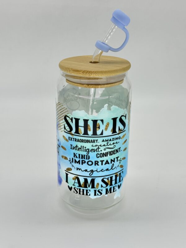Printed 500ML Glass Cup with Straw, Straw Cover & Bamboo Lid - 2PCS for $100.00 - Image 7