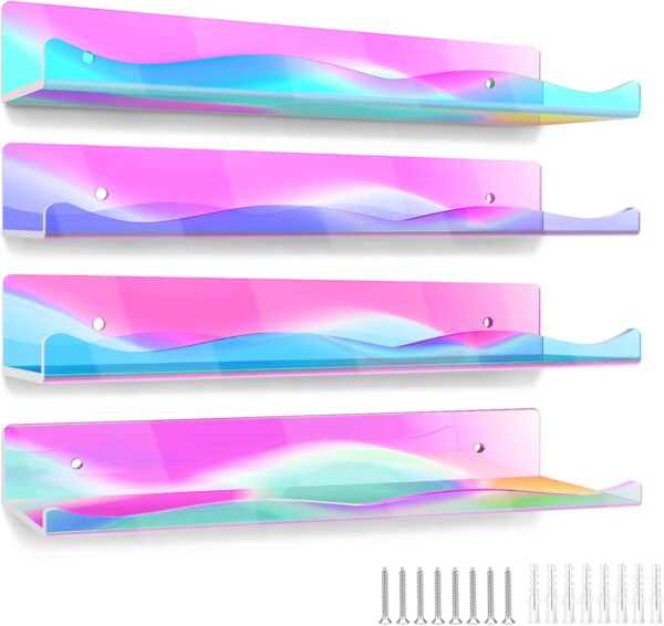#JY 01-33 4PC Iridescent Acrylic Wall Shelves