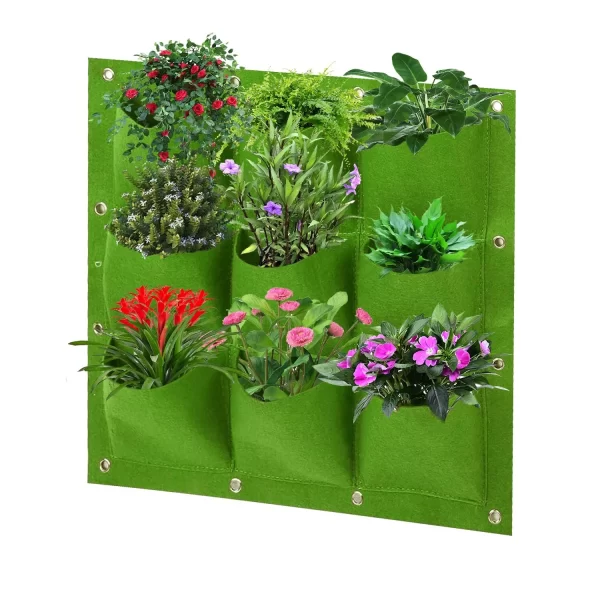 #WH 01-32 Green 20" x 20" Felt Fabric 9 Pocket Wall Planter Bag - 3PCS for $100.00
