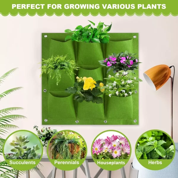 #WH 01-32 Green 20" x 20" Felt Fabric 9 Pocket Wall Planter Bag - 3PCS for $100.00 - Image 10