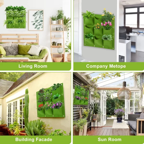 #WH 01-32 Green 20" x 20" Felt Fabric 9 Pocket Wall Planter Bag - 3PCS for $100.00 - Image 11