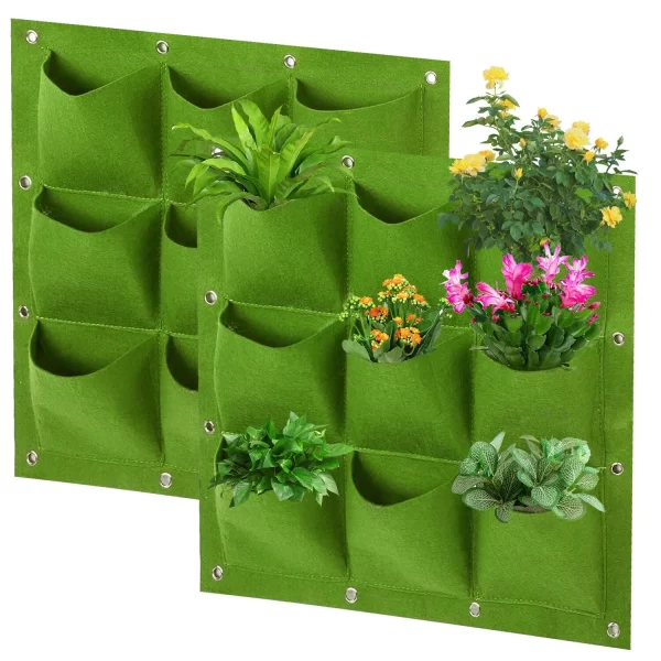 #WH 01-32 Green 20" x 20" Felt Fabric 9 Pocket Wall Planter Bag - 3PCS for $100.00 - Image 4