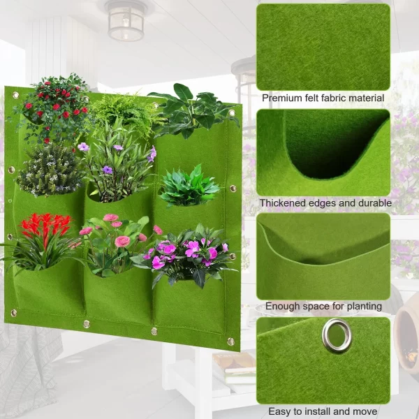 #WH 01-32 Green 20" x 20" Felt Fabric 9 Pocket Wall Planter Bag - 3PCS for $100.00 - Image 5