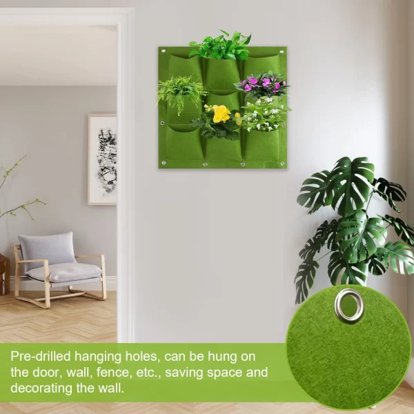 #WH 01-32 Green 20" x 20" Felt Fabric 9 Pocket Wall Planter Bag - 3PCS for $100.00 - Image 6