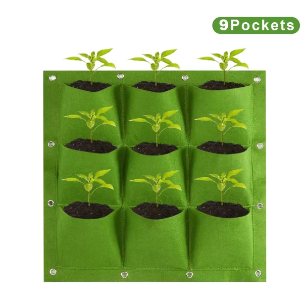 #WH 01-32 Green 20" x 20" Felt Fabric 9 Pocket Wall Planter Bag - 3PCS for $100.00 - Image 2