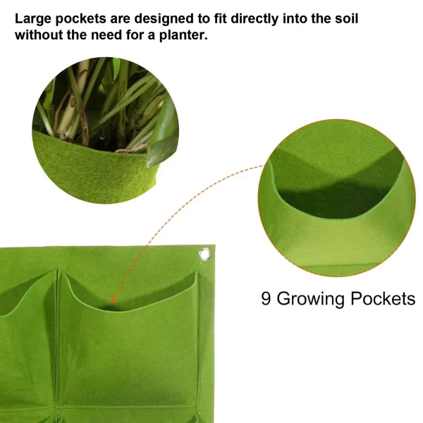 #WH 01-32 Green 20" x 20" Felt Fabric 9 Pocket Wall Planter Bag - 3PCS for $100.00 - Image 8