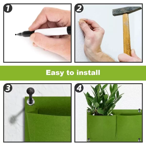 #WH 01-32 Green 20" x 20" Felt Fabric 9 Pocket Wall Planter Bag - 3PCS for $100.00 - Image 9