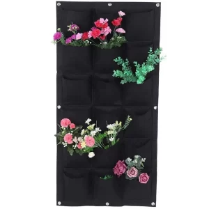 #WH 01-37 Black 20" x 40" Felt Fabric 18 Pocket Wall Planter Bag