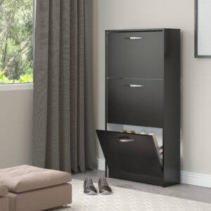 #1035.07 Black 3 Door Shoe Cabinet