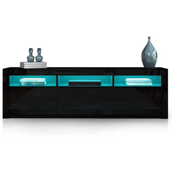 #TV-027 Black LED TV Stand with 2 Drawers & Cabinet - Up to a 70" TV - Image 7