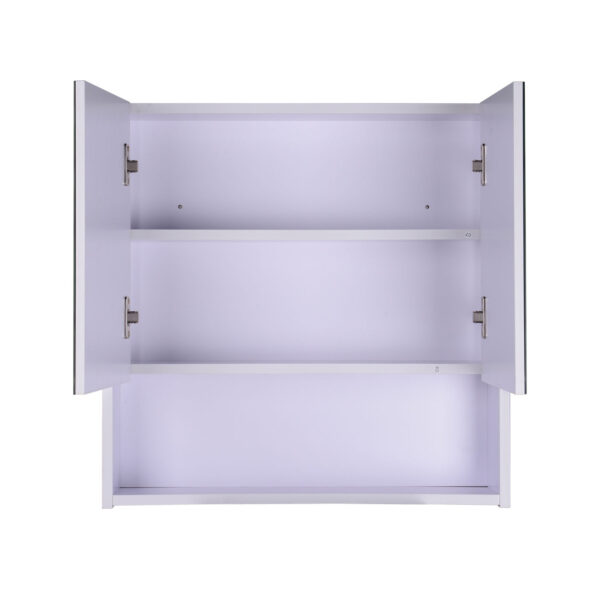#BA-011 White 2 Door Medicine Cabinet with Mirrors & External Shelf - Image 4