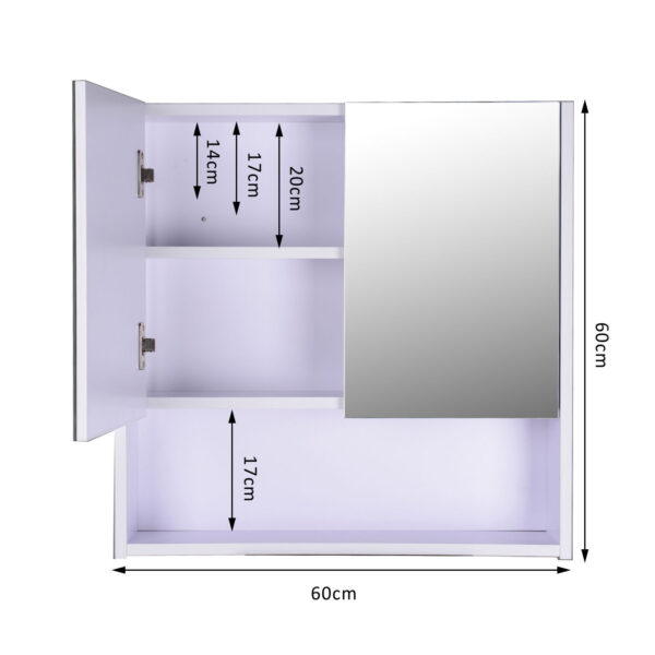 #BA-011 White 2 Door Medicine Cabinet with Mirrors & External Shelf - Image 5