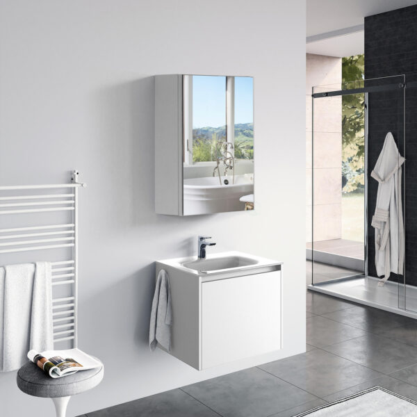 #BA-015 White 1 Door Medicine Cabinet with Mirror - Image 2