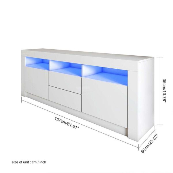 #TV-027 White LED TV Stand with 2 Drawers & Cabinet - Up to a 70" TV - Image 10