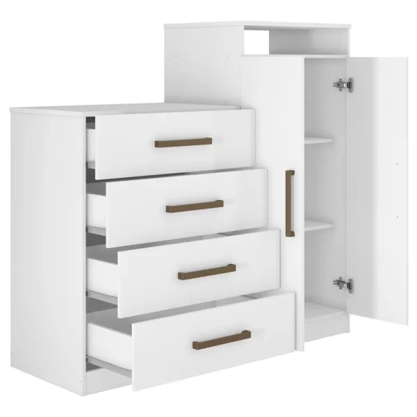 Aurea 4 Drawer Chest of Drawers with 2 Door Cabinet - White - Image 3