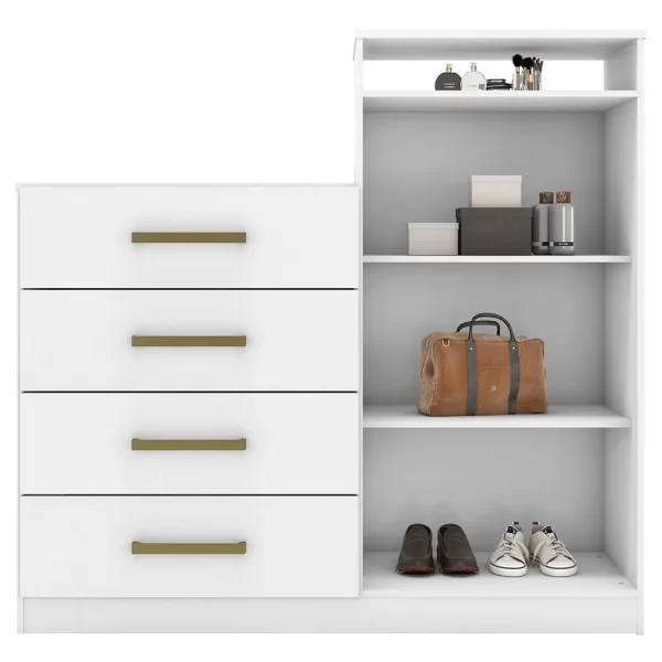 Aurea 4 Drawer Chest of Drawers with 2 Door Cabinet - White - Image 4