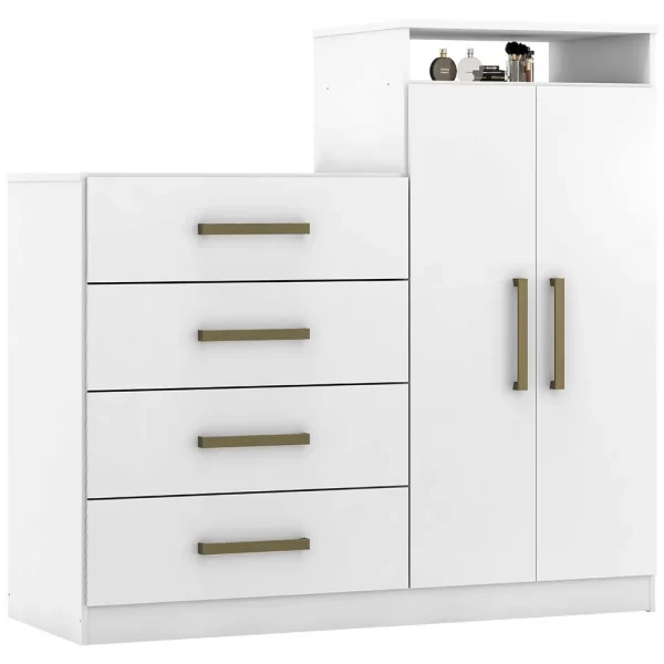 Aurea 4 Drawer Chest of Drawers with 2 Door Cabinet - White - Image 2
