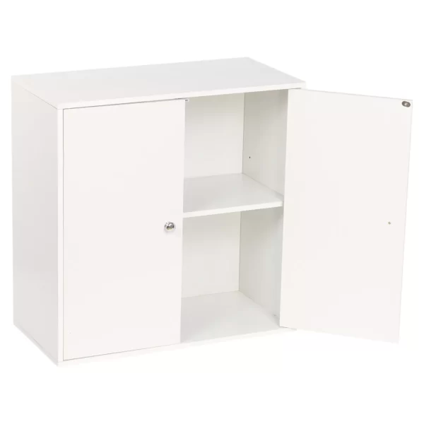 #BC-066 3 Tier Bookcase with 2 Door Cabinet - White - Image 3