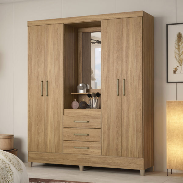 Little Capella Wardrobe with Mirror - Almond Finish