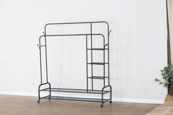 #CR-03-105 Black Metal All in One Clothing Rack on Wheels - Image 5