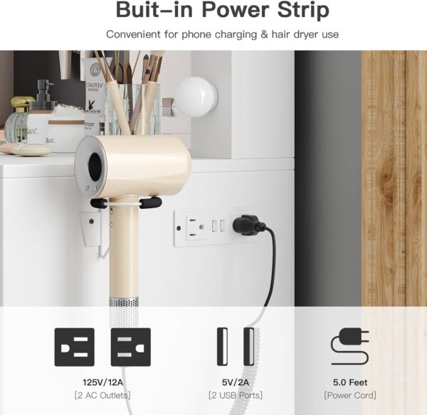 #DT-025 White 11 Drawers Glass Top Vanity with Lights, Stool & Built in Power Strip - Image 8