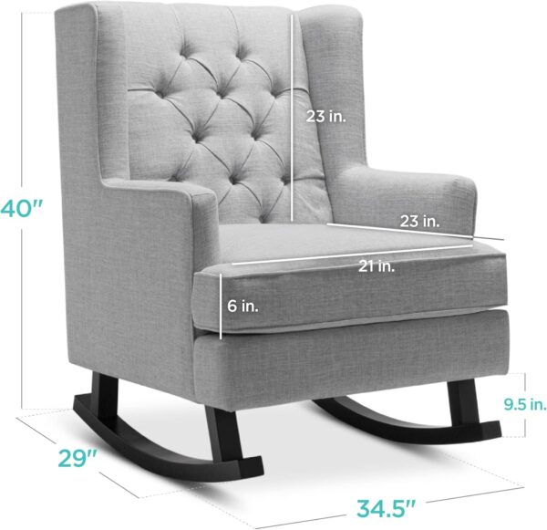 #JG 01-60 Gray Fabric Rocking Accent Chair - Image 4