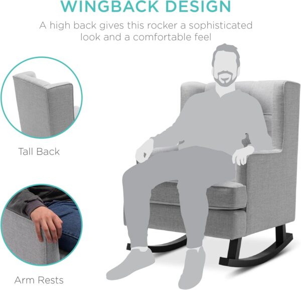#JG 01-60 Gray Fabric Rocking Accent Chair - Image 5