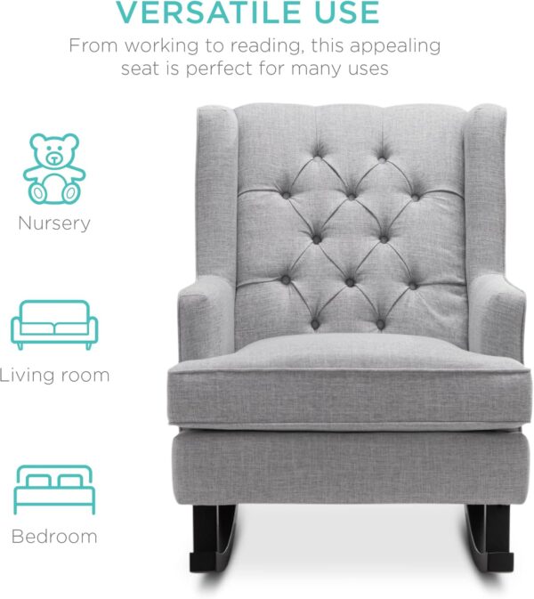 #JG 01-60 Gray Fabric Rocking Accent Chair - Image 7