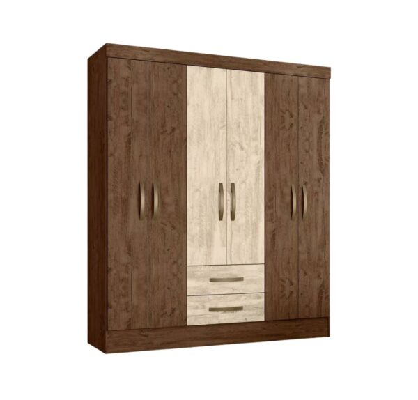 Combo Deal: Laos 6 Door Wardrobe & Comoda 4 Drawers Chest of Drawers - Brown/Hazelnut Finish - Image 2
