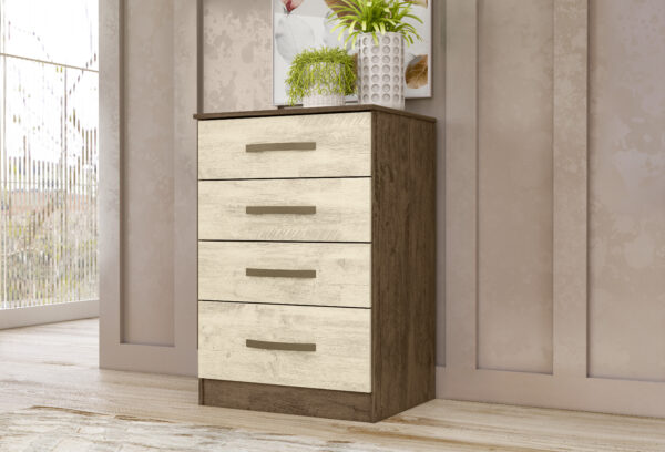 MS913 4 Drawer Chest of Drawers - Brown/Hazelnut