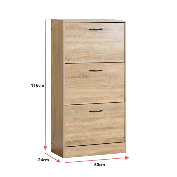 #SC-0308 Oak 3 Door Shoe Cabinet - Image 5