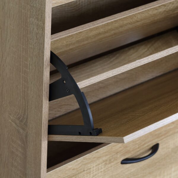 #SC-0308 Oak 3 Door Shoe Cabinet - Image 4