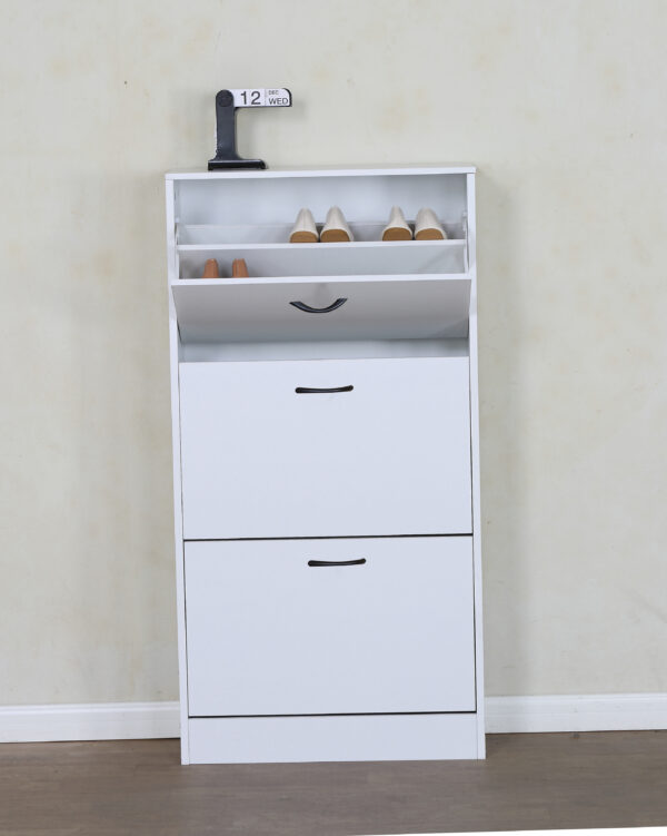 #SC-0308 White 3 Door Shoe Cabinet - Image 2