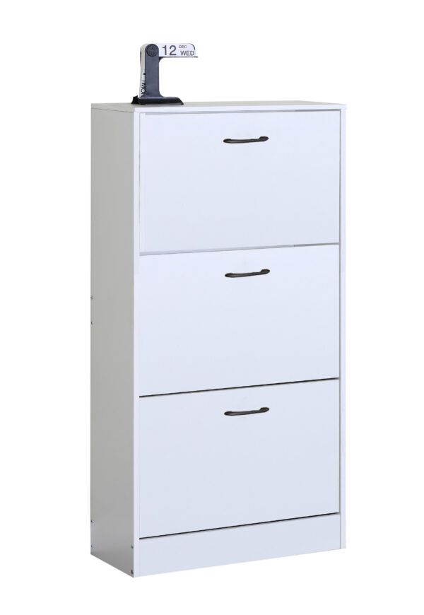 #SC-0308 White 3 Door Shoe Cabinet - Image 3