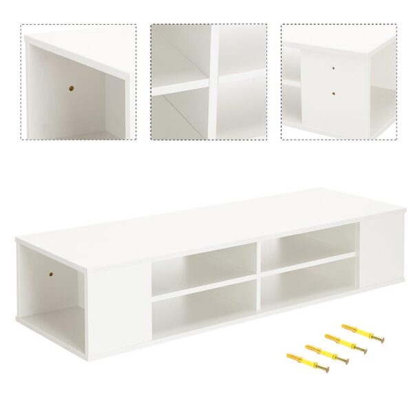#TV-003WH Wall Mounted TV Console Shelf - White - Image 6
