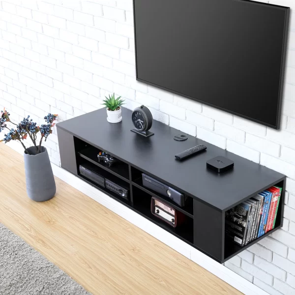 #TV-003BL Wall Mounted TV Console Shelf - Black - Image 2