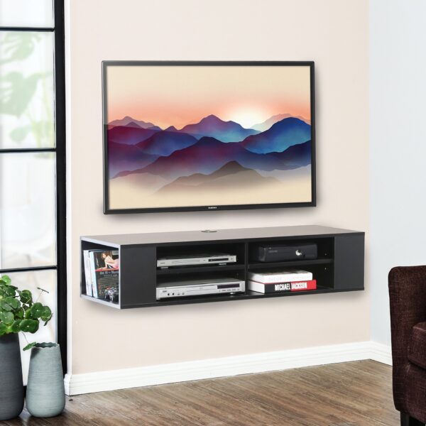 #TV-003BL Wall Mounted TV Console Shelf - Black