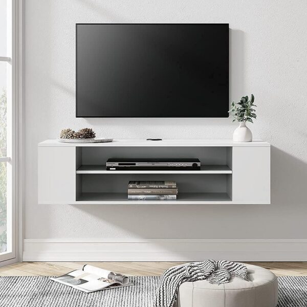 #TV-003BWH Wall Mounted TV Console Shelf - White - Image 3