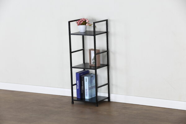 #WM-0103 Metal & Wood 3 Tier Slim Storage Shelf - Black Finish
