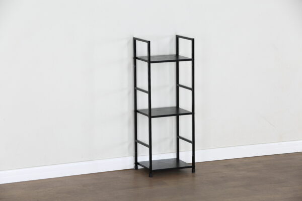 #WM-0103 Metal & Wood 3 Tier Slim Storage Shelf - Black Finish - Image 3