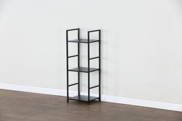 #WM-0103 Metal & Wood 3 Tier Slim Storage Shelf - Black Finish - Image 4