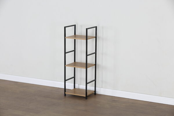 #WM-0103 Metal & Wood 3 Tier Slim Storage Shelf - Wild Oak Finish - Image 3