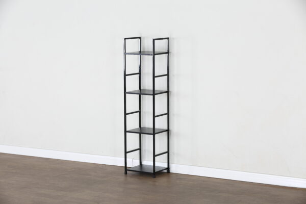 #WM-0104 Metal & Wood 4 Tier Slim Storage Shelf - Black Finish - Image 4