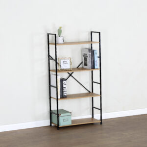 #WM-0108 Metal & Wood 4 Tier Storage Shelf - Wild Oak Finish