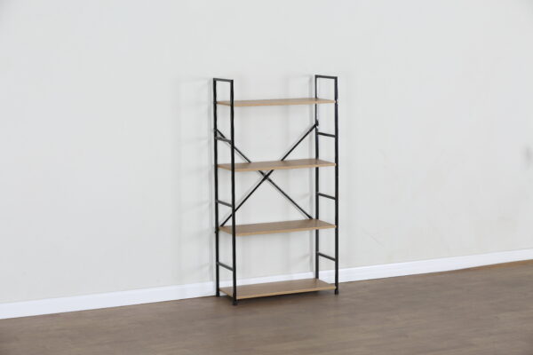 #WM-0108 Metal & Wood 4 Tier Storage Shelf - Wild Oak Finish - Image 4
