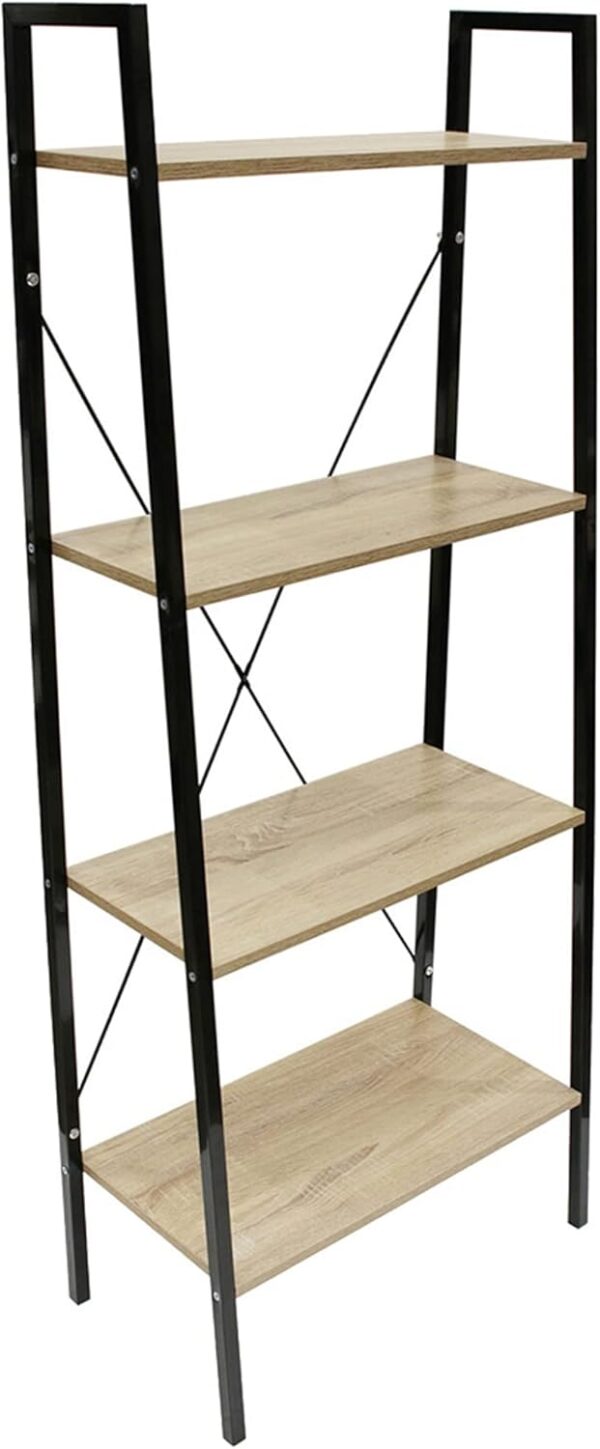 #WM-0110 Oak 4 Tier Metal & Wood Ladder Shelf - Image 2