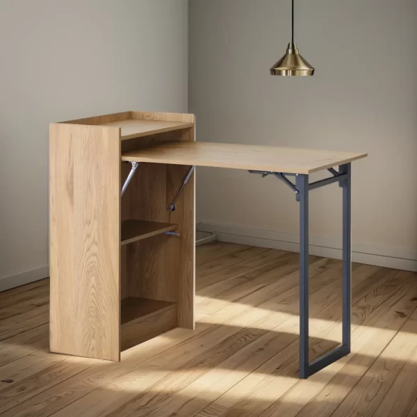 #WM-0210 Oak Metal & Wood Folding Desk - Image 2